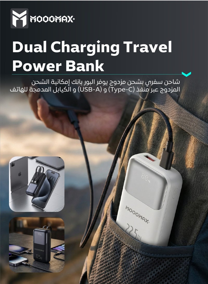 موجماكس بطاريه متنقله باور بنك بسعة 10000 مللي امبير، شاحن متنقل بشاشة عرض رقمي وبقوة شحن 22.5واط، باور بانك مميزة بالحجم الأصغر عالميا وبكيبلان مدمجان الأول من النوع لايتنينج والأخر تايب سي وبمخرجين لشحن الأول USB-A والأخر Type-C - Image 5